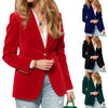 Women's Velvet Blazer with Notched Lapels and a Button Front in Four Colors