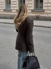 Women's Faux-Fur Blazer with a V-Neck Double-Breasted Front and Shoulder Pads