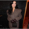Women's Faux-Fur Blazer with a V-Neck Double-Breasted Front and Shoulder Pads