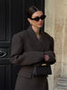 Women's Faux-Fur Blazer with a V-Neck Double-Breasted Front and Shoulder Pads