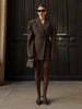 Women's Faux-Fur Blazer with a V-Neck Double-Breasted Front and Shoulder Pads