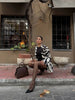 Women's Zebra-Print Short Blazer Coat with Notched Lapels and Long Sleeves