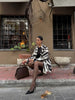 Women's Zebra-Print Short Blazer Coat with Notched Lapels and Long Sleeves