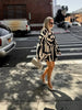 Women's Zebra-Print Short Blazer Coat with Notched Lapels and Long Sleeves