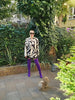 Women's Zebra-Print Short Blazer Coat with Notched Lapels and Long Sleeves