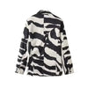 Women's Zebra-Print Short Blazer Coat with Notched Lapels and Long Sleeves