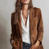 Women's Imitation-Suede Fleece Blazer Jacket for Fall