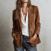 Women's Imitation-Suede Fleece Blazer Jacket for Fall