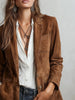 Women's Imitation-Suede Fleece Blazer Jacket for Fall
