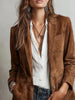Women's Imitation-Suede Fleece Blazer Jacket for Fall