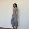 Women's Short Plaid Blazer with a Stand Collar and Split Hem in Gray or Ivory