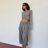 Women's Short Plaid Blazer with a Stand Collar and Split Hem in Gray or Ivory