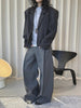 Women's Dark Gray Short Blazer with Shoulder Pads and Notched Lapels