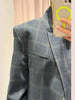 Women's Plaid Blazer with a Belted Waist and Long Sleeves