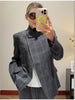 Women's Plaid Blazer with a Belted Waist and Long Sleeves