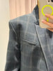 Women's Plaid Blazer with a Belted Waist and Long Sleeves