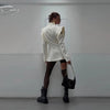 Women's Double-Breasted Stand-Collar Blazer with Long Sleeves in Black or White