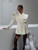 Women's Double-Breasted Stand-Collar Blazer with Long Sleeves in Black or White