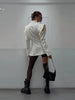 Women's Double-Breasted Stand-Collar Blazer with Long Sleeves in Black or White