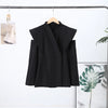 Women's Double-Breasted Stand-Collar Blazer with Long Sleeves in Black or White