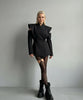 Women's Double-Breasted Stand-Collar Blazer with Long Sleeves in Black or White
