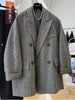 Women's Wool Striped Blazer with Double-Breasted Design