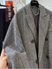 Women's Wool Striped Blazer with Double-Breasted Design