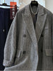 Women's Wool Striped Blazer with Double-Breasted Design