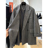 Women's Wool Striped Blazer with Double-Breasted Design