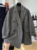 Women's Wool Striped Blazer with Double-Breasted Design