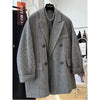 Women's Wool Striped Blazer with Double-Breasted Design
