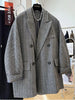 Women's Wool Striped Blazer with Double-Breasted Design