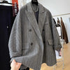 Women's Wool Striped Blazer with Double-Breasted Design