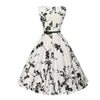 Women's Floral Print Midi Dress, Sleeveless Round Neck Retro Swing Style with Fitted Waist
