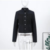 Women's Short Blazer with Shoulder Pads and Patchwork Detail