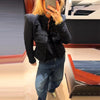 Women's Short Blazer with Shoulder Pads and Patchwork Detail