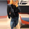 Women's Short Blazer with Shoulder Pads and Patchwork Detail