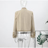 Women's Short Blazer with Shoulder Pads and Patchwork Detail