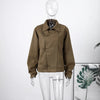 Women's Short Blazer with Shoulder Pads and Patchwork Detail
