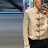 Women's Short Blazer with Shoulder Pads and Patchwork Detail