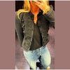 Women's Short Blazer with Shoulder Pads and Patchwork Detail
