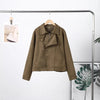 Women's Short Blazer with Shoulder Pads and Patchwork Detail