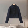 Women's Short Blazer with Shoulder Pads and Patchwork Detail