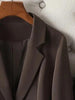 Women's Brown Slim Fit Blazer with Notched Lapels and a Single Button Front for Spring and Autumn