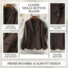 Women's Brown Slim Fit Blazer with Notched Lapels and a Single Button Front for Spring and Autumn