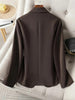 Women's Brown Slim Fit Blazer with Notched Lapels and a Single Button Front for Spring and Autumn