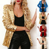 Women's Sequin Blazer Jacket with Long Sleeves in Red Blue or Gold