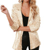 Women's Sequin Blazer Jacket with Long Sleeves in Red Blue or Gold