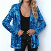 Women's Sequin Blazer Jacket with Long Sleeves in Red Blue or Gold