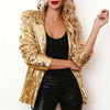 Women's Sequin Blazer Jacket with Long Sleeves in Red Blue or Gold